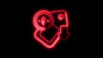 Glowing neon Reduce Cost icon isolated on black background motion graphic animation video