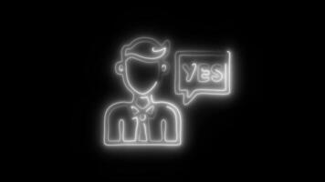 Glowing neon Yes icon isolated on black background motion graphic animation video