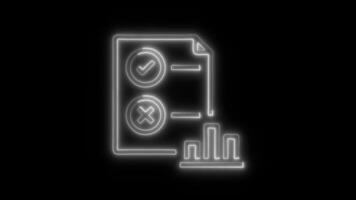 Glowing neon Data analysis Decision icon isolated on black background motion graphic animation video