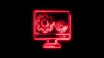 Glowing neon Computer Science icon isolated on black background motion graphic animation video