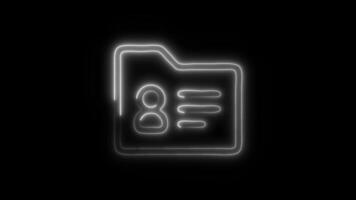 Glowing neon Business Development Contact Data icon isolated on black background motion graphic animation video