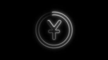 Glowing neon Currency Yuan icon isolated on black background video