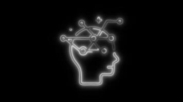 Glowing neon Neural Network icon-1 isolated on black background motion graphic animation video