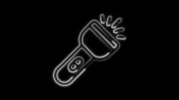 Glowing neon Flashlight icon isolated on black background motion graphic animation video