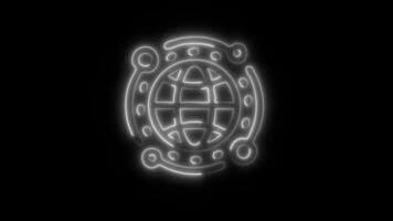 Glowing neon International icon isolated on black background motion graphic animation video
