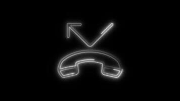 gloeiend neon gemist telefoontje icoon geïsoleerd Aan zwart achtergrond beweging grafisch animatie video