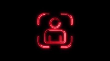 Glowing neon User icon isolated on black background motion graphic animation video