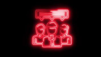 Glowing neon Team icon isolated on black background motion graphic animation video
