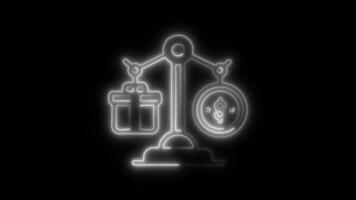 Glowing neon Price Comparison icon isolated on black background motion graphic animation video