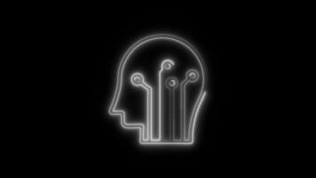 Glowing neon Machine Learning icon isolated on black background motion graphic animation video