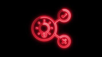Glowing neon Data analysis Hypothesis icon isolated on black background motion graphic animation video