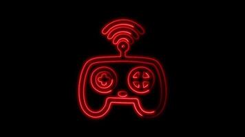 Glowing neon Remote Control icon isolated on black background motion graphic animation video