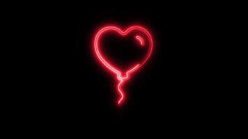 Glowing neon Heart Balloon icon isolated on black background motion graphic animation video