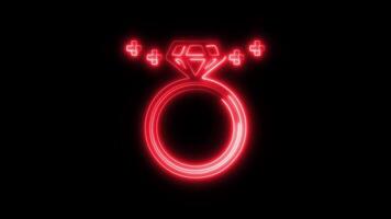 Glowing neon Diamond Ring icon-1 isolated on black background motion graphic animation video