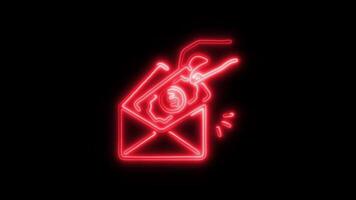Glowing neon Salary icon isolated on black background motion graphic animation video
