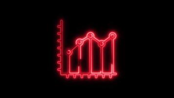 Glowing neon Data Analytics icon isolated on black background motion graphic animation video