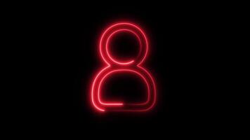 Glowing neon User icon-1 isolated on black background motion graphic animation video