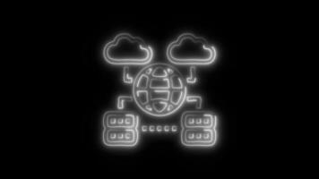 Glowing neon Cloud icon isolated on black background motion graphic animation video