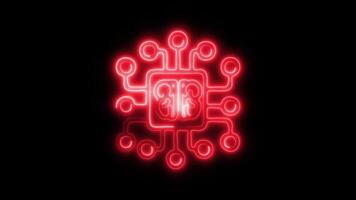 Glowing neon Machine Learning icon-1 isolated on black background motion graphic animation video