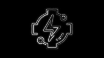 Glowing neon Power icon isolated on black background motion graphic animation video