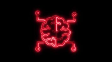 Glowing neon Neural Network icon isolated on black background motion graphic animation video