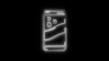 Glowing neon Soda Can icon isolated on black background motion graphic animation video