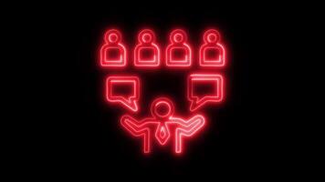 Glowing neon Communicate icon isolated on black background motion graphic animation video