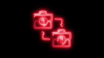 Glowing neon Connection icon isolated on black background motion graphic animation video