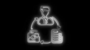 Glowing neon Hiring icon isolated on black background motion graphic animation video