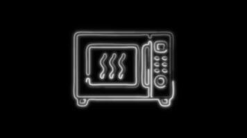 Glowing neon Microwave icon isolated on black background motion graphic animation video