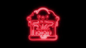 Glowing neon Brain Neural icon isolated on black background motion graphic animation video