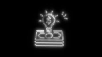 Glowing neon Idea icon isolated on black background motion graphic animation video