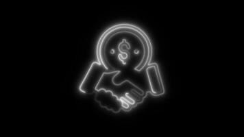 Glowing neon Referral Code icon isolated on black background motion graphic animation video