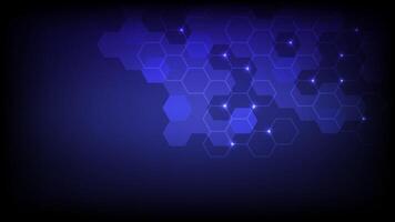 Abstract hexagon shape background on dark blue color vector