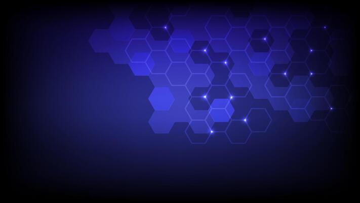 Abstract hexagon shape background on dark blue color