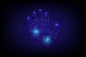 Abstract Hand Hi-Tech Nets over and deep the bright light with blue gradient background, technology or horoscope concept vector