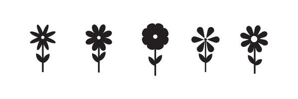Flower icon. Black color flower icon collection. Icon set of flower. vector