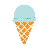 A cartoon ice cream cone with a blue top and orange base. The blue ice cream is sitting on top of the orange cone, creating a fun and playful look vector