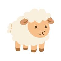 A cartoon sheep with a big smile on its face. The sheep is standing on a white background vector