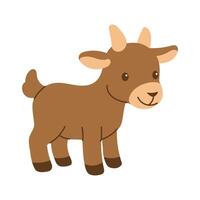 A cartoon goat with a smile on its face. The goat is standing on a white background. The goat is cute and friendly vector