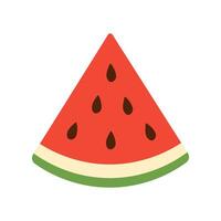 A watermelon slice with green and red stripes. The slice is cut in half and has a few drops of water on it vector