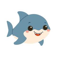 A cartoon shark with a big smile on its face. The shark is smiling and has its mouth open, showing its teeth vector