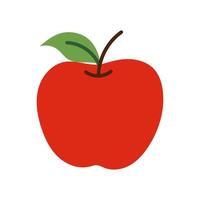 A red apple with a green leaf on top. The apple is the main focus of the image vector