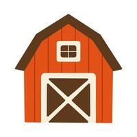 A red barn with a brown roof and a white door. The barn is a symbol of a farm and represents a sense of nostalgia and simplicity vector