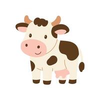 A cartoon cow with a white face and brown spots. It is smiling and looking at the camera vector