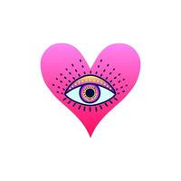 Heart with third eye, psychedelic concept. vector