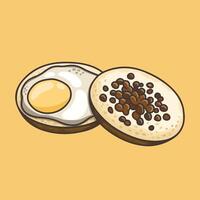 Surabi traditional Indonesian food topped with egg and oncom for breakfast vector