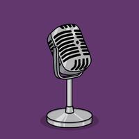 Chrome microphone with classic pop style vector