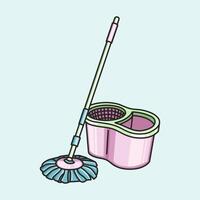 String Mop with Pink Bucket vector