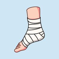 The broken leg at the ankle dressing with a bandage vector